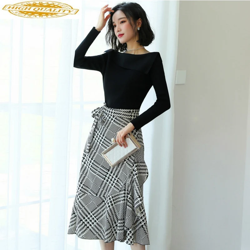 Tweedelige Set Lente Herfst Vrouwen Kleding 2020 Koreaanse Elegante Kantoor Jurk Chic Trui + Rok Set Lange Mouw 2 stuk ZT2086 Tweedelige Set Lente Herfst Vrouwen Kleding 2020 Koreaanse Elegante Kantoor Jurk Chic Trui + Rok Set Lange Mouw 2 stuk ZT2086