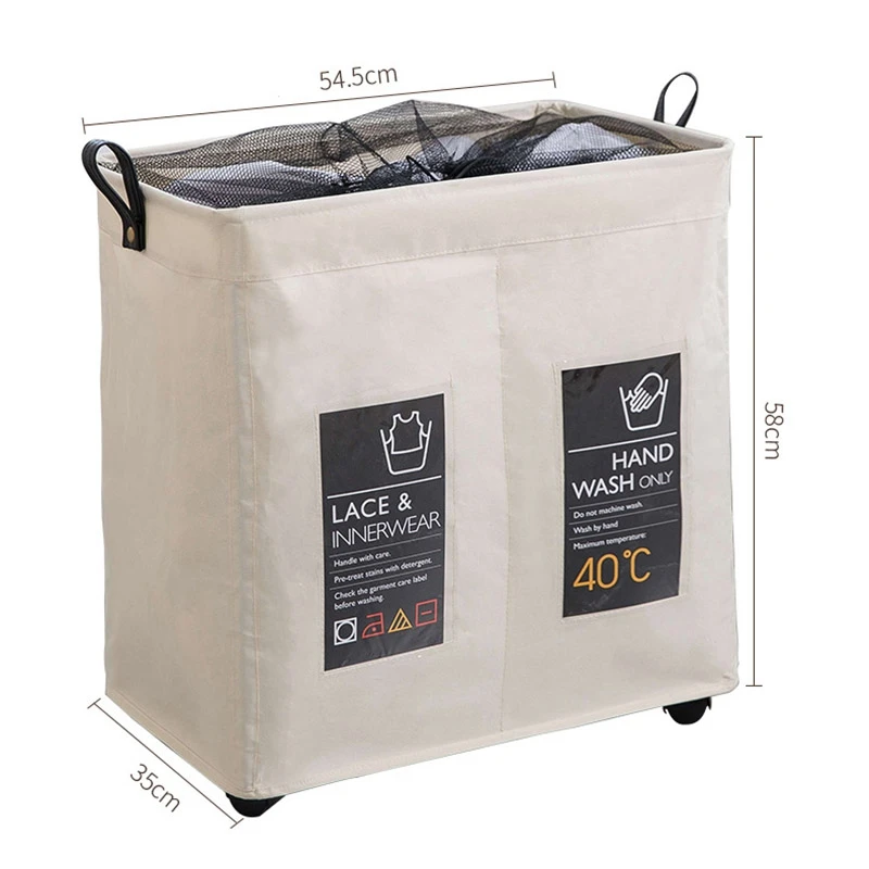 Foldable Storage Basket with Wheels Caster Laundry Basket Collapsible Large Hamper Barrel Dirty Clothes Laundry Bag Organization