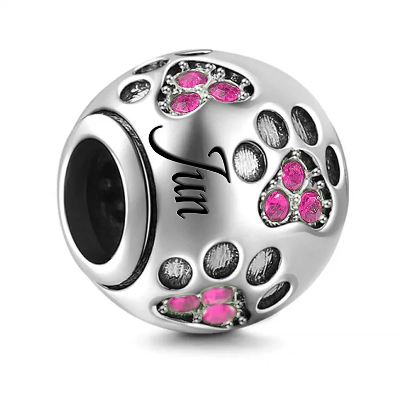 Лидер продаж серебряный шарм 12 цветов по месяцу рождения подходящий для