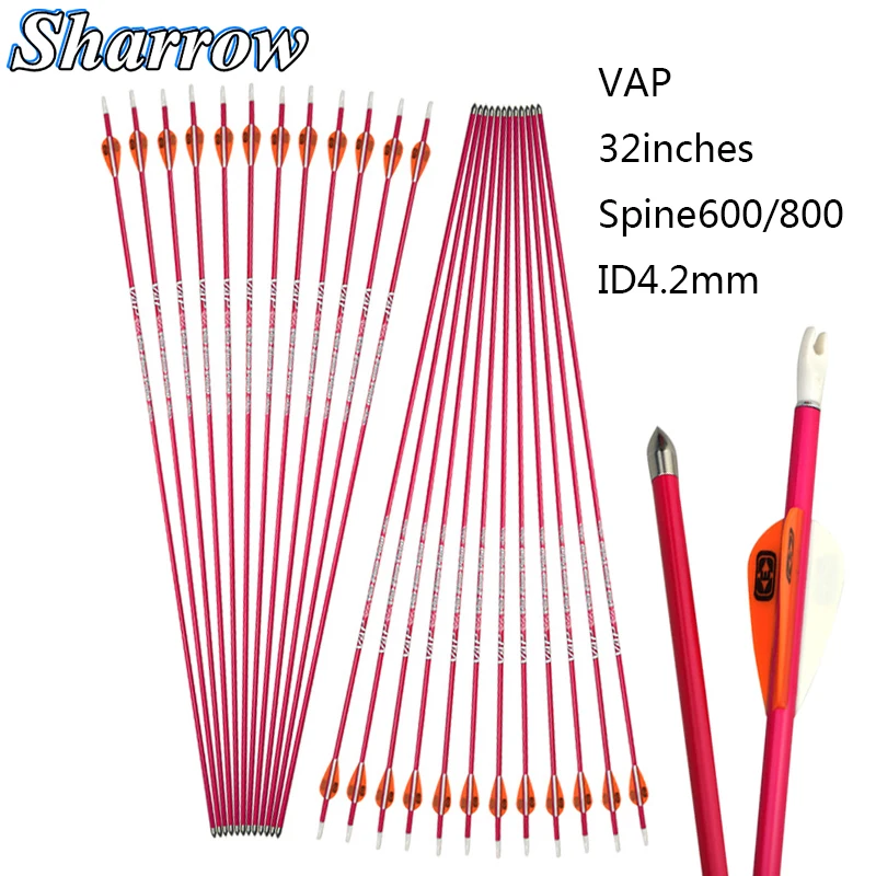 

6/12/18pcs Spine 600/800 Carbon Arrow 32'' ID4.2mm for Compound/Recurve Bow Hunting Archery Tournament Professional Arrow