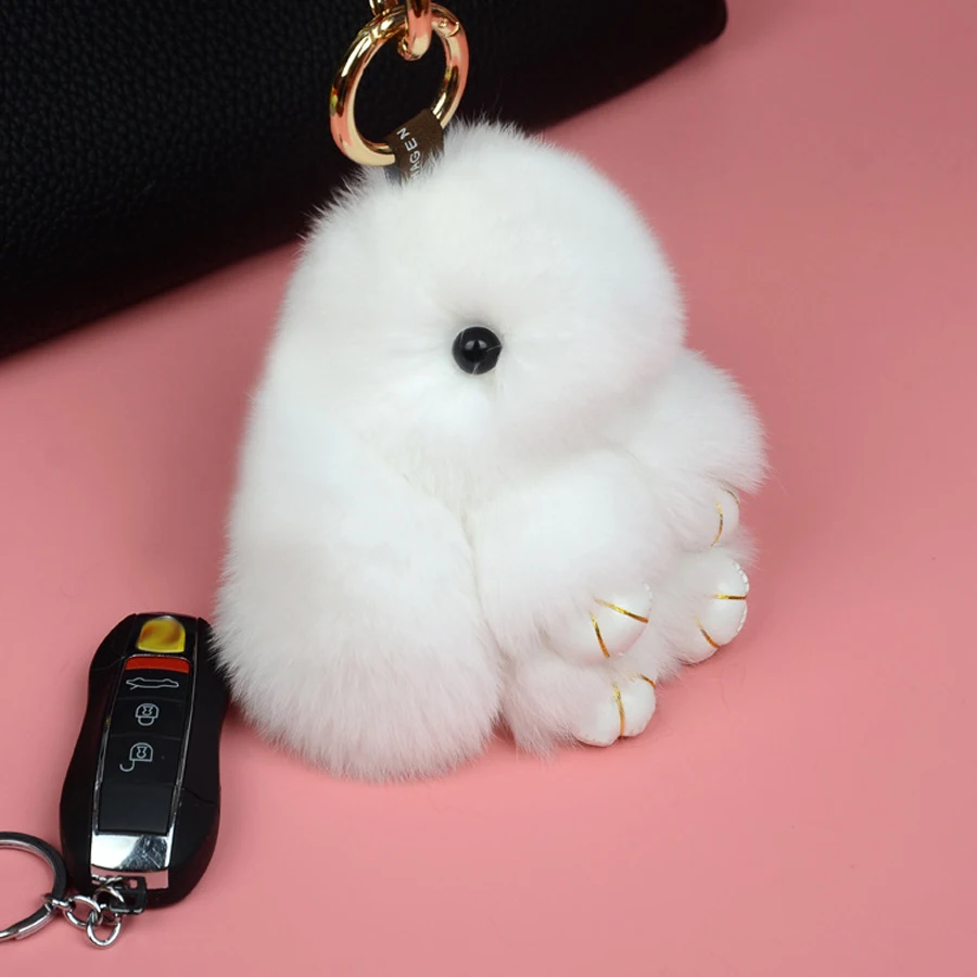 Брелок для ключей из меха кролика кролика|bag accessories|car keychainrabbit fur accessories |