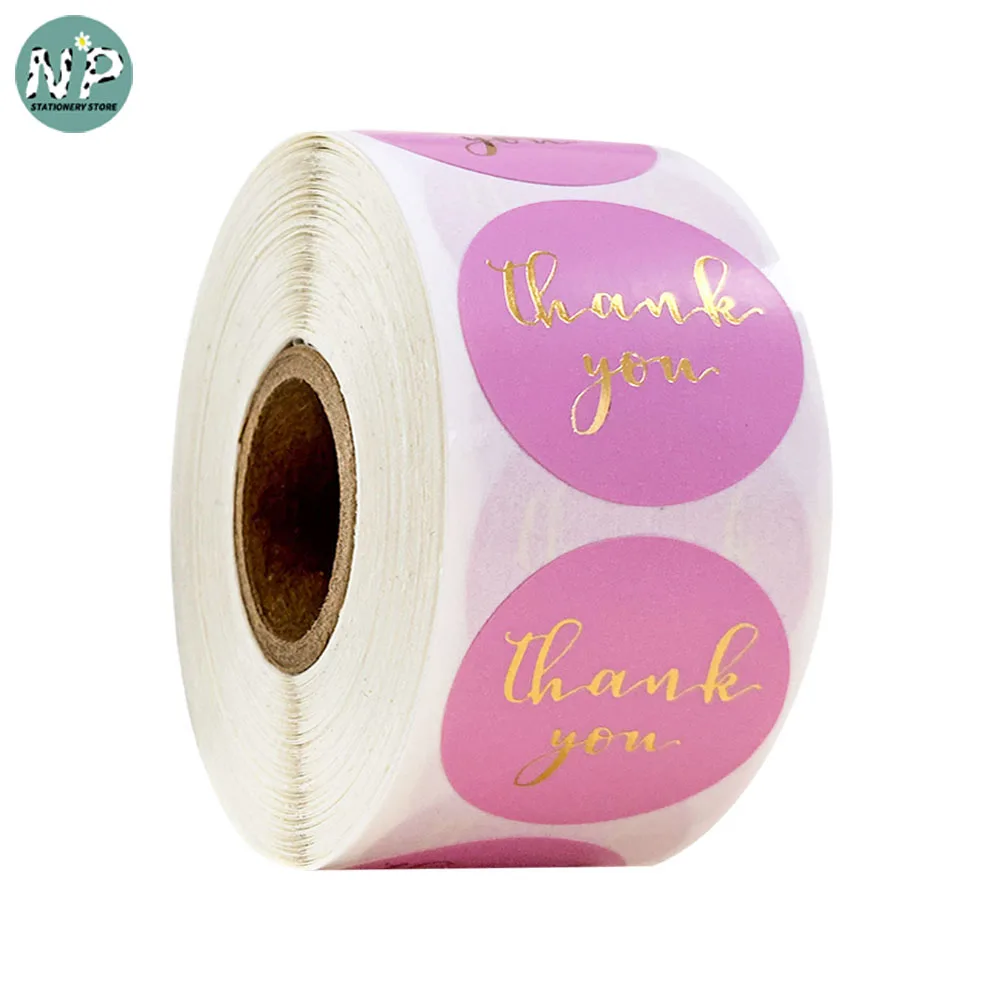 

500pcs Thank You Stickers Seal Labels with 1inch Purple or White Gold Foil Round Cute Stickers Scrapbooking Stationery Stickers