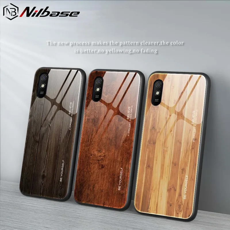 Зеркальный Деревянный чехол из закаленного стекла для Xiaomi Redmi Note 9s 8 8T 7 6Pro 7A 8A K20 Pro