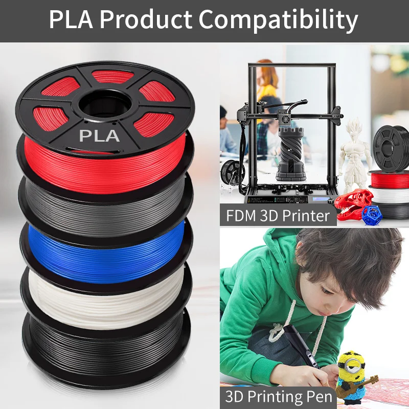 SUNLU PLA 1.75mm 2 Rolls 1KG/Roll ±0.02mm High Quality Filament 3D Printing Material Biodegradable Suitable All FDM 3D Printers