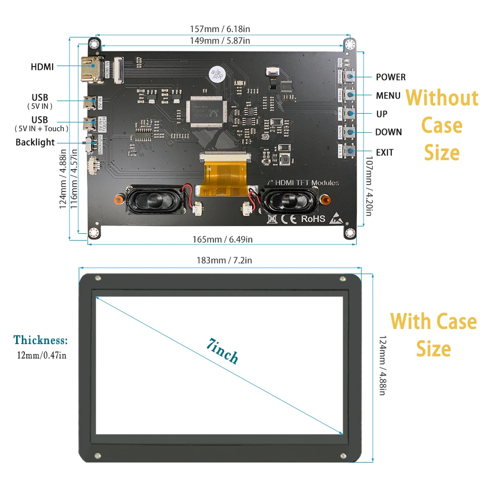 LESOWN   LCD ,  ġũ, HDMI , ̽  Ŀ , IPS 1024x600 ÷, 7 10.1 ġ