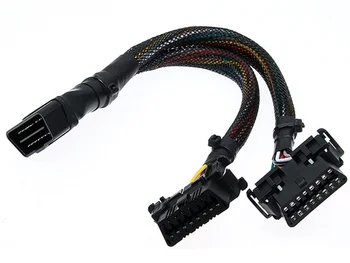 

10pcs/Lot! OBD 16PIN 1 male to 2 Female 16 Pin OBD extension cable splitter cable Y Cable