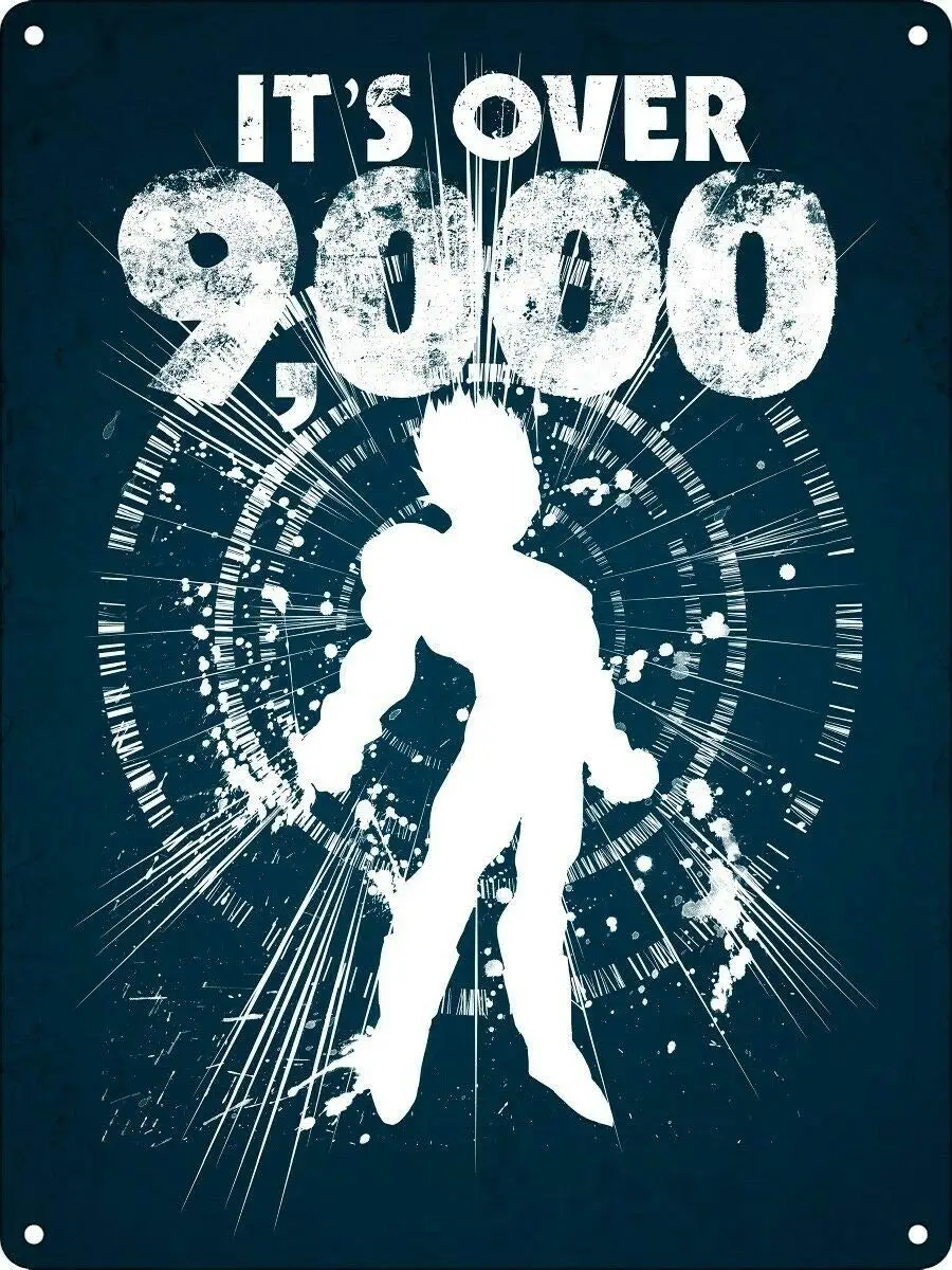 

It's Over 9000 Retro Wall Home Bar Pub Vintage Cafe Decor, 8x12 Inch