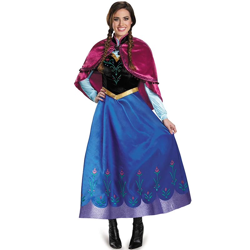 

Anna Princess Cosplay Costume Adult Snow Grow Elsa Clothing Fairy Tale Party Dress Anime Costume for Halloween Women