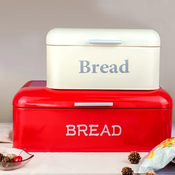 

Storage Box Anti-Pressure Iron Box Retro Rectangular Bread Box Iron Box with Lid Storage European-Style Kitchen organizer box