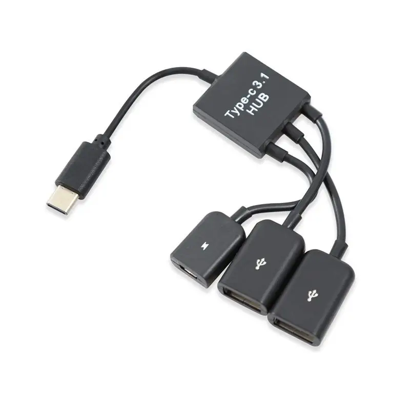 AMS-USB 3,1 type C Мужской 2 Dual USB A 2,0 Женский+ Micro-USB Женский 3 в 1 OTG концентратор