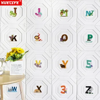 

Cartoon cat fish pattern 3d wall stickers cartoon waterproof foam brick pattern anti-collision soft package bedroom wall sticker