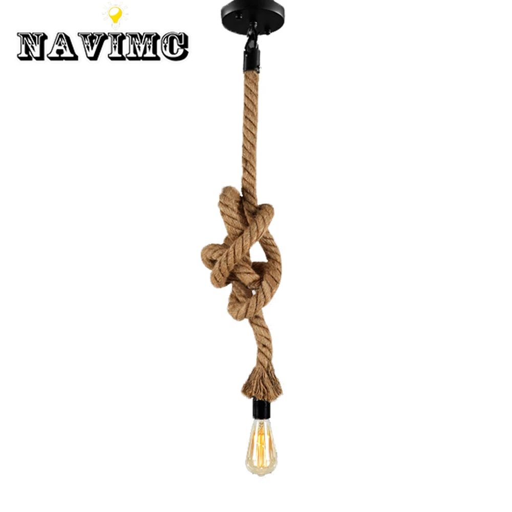 Винтажная пеньковая веревка подвесной светильник AC90-260V E27 для лофта творческой личности промышленный светильник для ресторана кофе