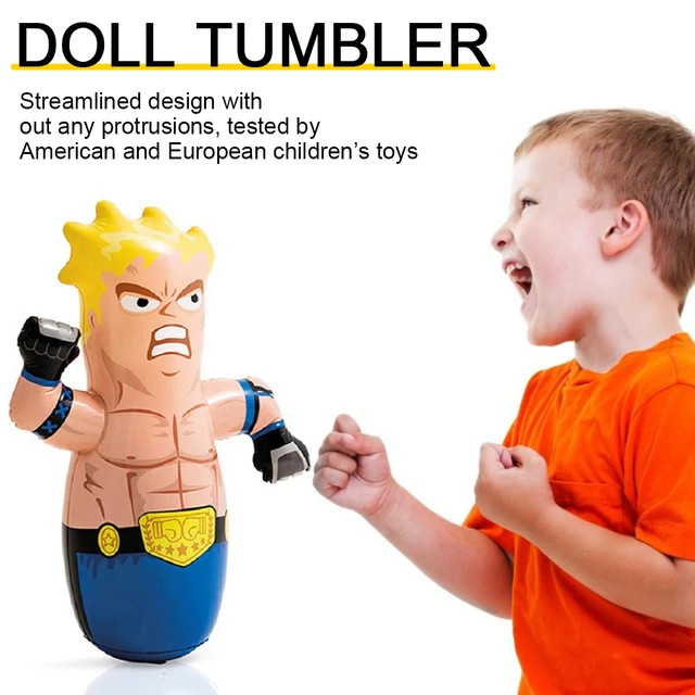 Inflatable Toy Tumbler 3D Puzzle Game Cute Doll Tumbler Children Inflatable Toy Sandbag 1 Random 3