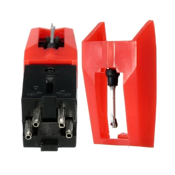 

2 Pcs Turntable Diamond Stylus for Phonograph Turntable Vinil Lp Gramophone Record Needles Accessories Stylus & Red & Black and