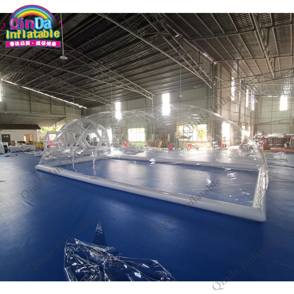 

Free Shipping Transparent Dome Inflatable Bubble Tent 7x4x3m Inflatable Pool Cover Tent For Swimming Pool
