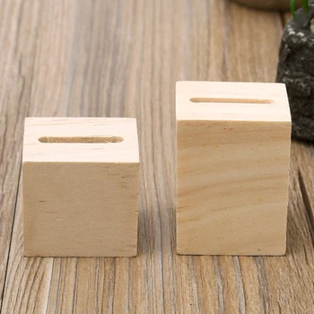 

1 Pair Square Hexagonal Nature Elegant Vintage Storage Rack Ring Holder Desktop Polish Smooth Reusable Display Stand Wood