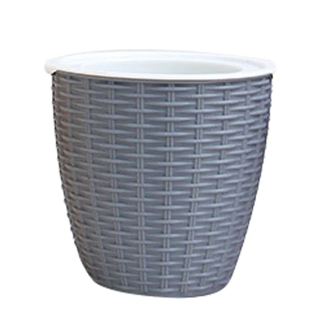 

Plant Pot Cover Indoor Plastic Rattan Flower Cover Round Modern Decor Planter Durable 18.83X17.5X14.3cm TB Sale