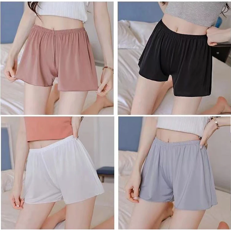 Summer Silk Women Safety Pants Thin Loose Boxer Femme Safety Pants Shorty Under Skirt Bottom Quick Dry Shorts for Women safety shorts,safety pants