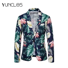 Folk-custom Leaves Men Blazer Harajuku Casual Slim Fit Jackets Men Party Wedding Banquet Blazer Fashion One Button