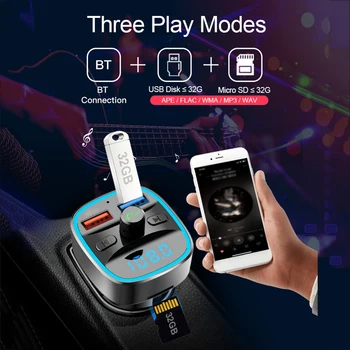 

Hot T25S Car MP3 Player Multi-function BT5.0 FM Transmitter Dual USB Chargers Support Hands-free TF Card U Disk Music Play