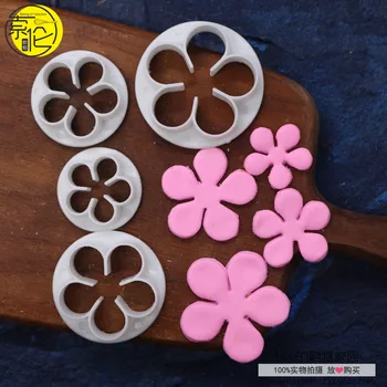 

4PC Rose Flower Shape Cookie Cutter Fondant Biscuits Cake Plastic Embossed Mold DIY Cake Decorating Tools