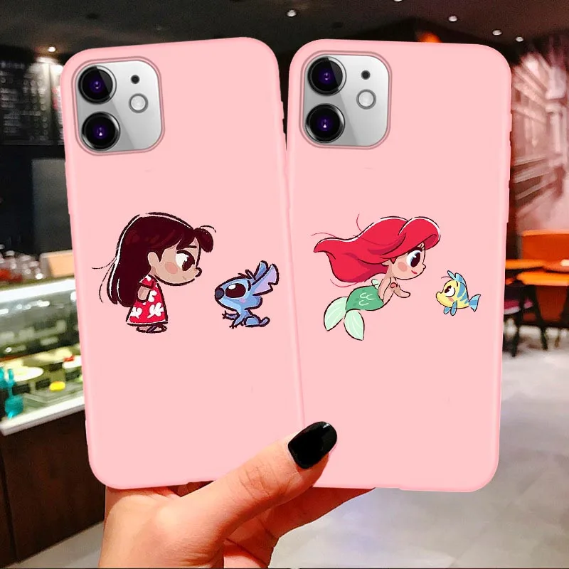 Чехол LOVINA с рисунком Минни, принцесса, стежок, Русалочка, чехол для iPhone 11 Pro SE XS Max XR 8 7 6S Plus, мягкий чехол конфетного розового цвета|Чехлы-накладки| | АлиЭкспресс