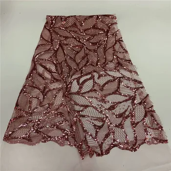 

French Net Lace Fabric High Quality Embroidery Tulle Lace With Sequins 2020 African Mesh Lace Fabric For Women Dress run83-24