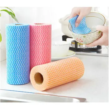

50PCS/ROLL Eco-Friendly Cleaning wash cloth Non Woven Duster Cloth Dish Cloth Break Point No Oil Rag Furniture kitchen