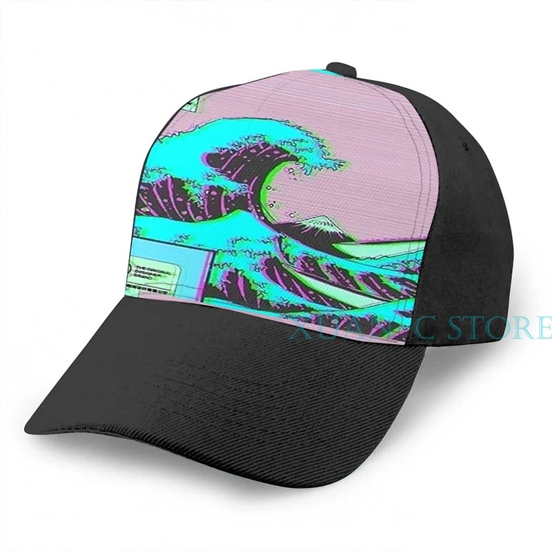 Большая волна от Vaporwave Kanagawa баскетбольная Кепка для мужчин и женщин мода по всему принту черная шляпа унисекс - Цвет: Black