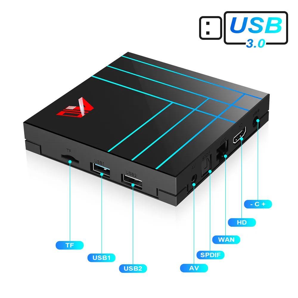 A10 Smart Tv Box Android 9.0 4GB 64GB RK3318 Quad core Youtube Set Top Box 2.4G Wifi H.265 4K HDR Media Player Google Play