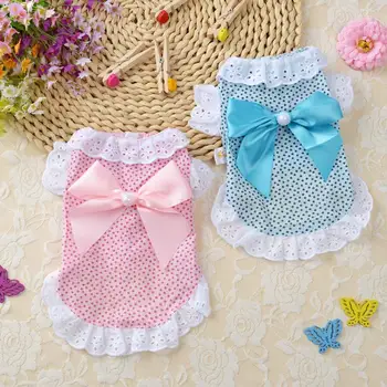 

Pet Cat Dress Broken Flower Lace Cat Dress Small Medium Pet Cats Dogs Skirts Spring And Summer 2 Color XS-L Cute Bow Pet Clothes