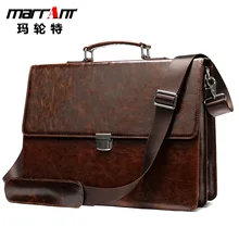 Genuine Leather Business Men's Briefcase Retro Oil Wax Skin Messenger Bag Large Capacity Shoulder Messenger Briefcase Men