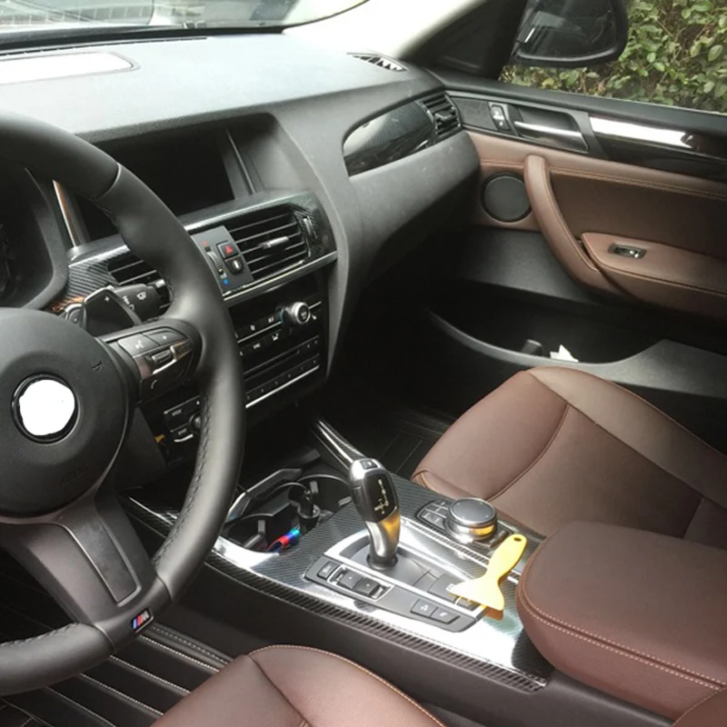 Для BMW X3 F25 X4 F26 2011-17 внутренняя Центральная панель управления дверная ручка 5D наклейки из углеродного волокна наклейки аксессуары для стайлинга автомобилей