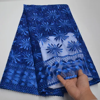

Blue Color African Swiss Voile Lace Fabric High Quality French Tulle Lace Fabric 2020 Nigerian Lace Guipure Embroidery Fabric