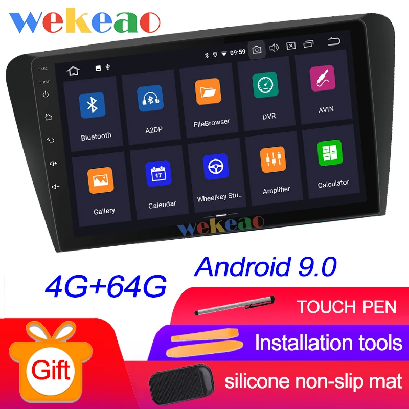 Wekeao сенсорный экран 10,1 ''Android 9,0 Автомагнитола для Skoda Octavia Android авто gps навигация - Цвет: Android Car Radio