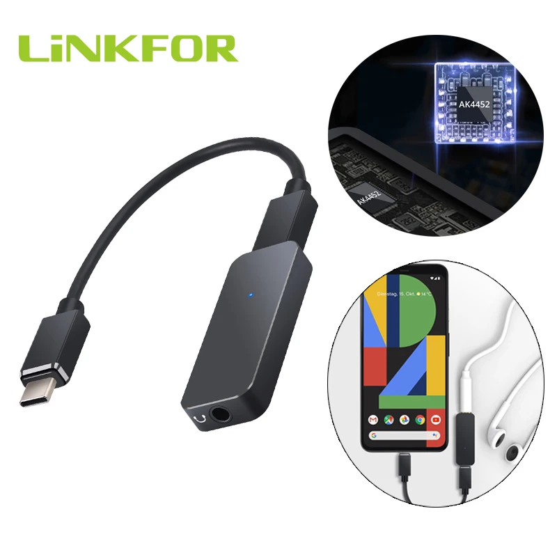  LiNKFOR 192kHz USB C DAC конвертер портативный усилитель для наушников Тип C до 3,5 мм для Android системы смартфона iphone с iOS 10 