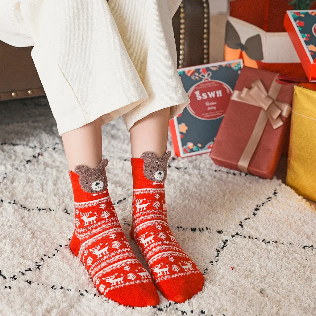 Рождественские носки, женские хлопковые 4 пары, носки для взрослых, хлопковые рождественские махровые толстые теплые носки, носки для женщин, носки для девочек