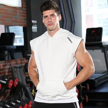 Muscle Brother, стиль, Спортивная Толстовка без рукавов, мужская, фитнес, эластичность, с капюшоном, жилет из чистого хлопка свободное, тренировочный костюм