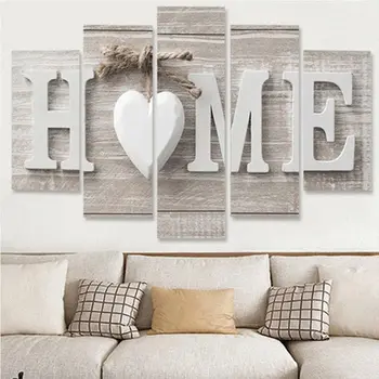 

5Pcs Abstract Modern Wall Canvas Oil Painting Home Letter Prints Photo Paintings