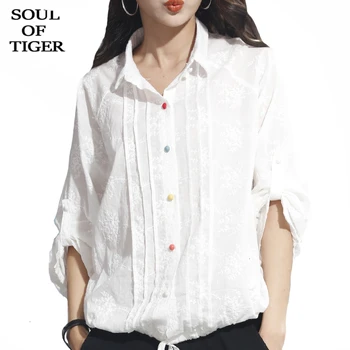 

SOUL OF TIGER New 2020 Fashion Korean Ladies Spring Chiffon Shirts Women Loose Long Sleeve Blouses Casual Tops Clothes Plus Size