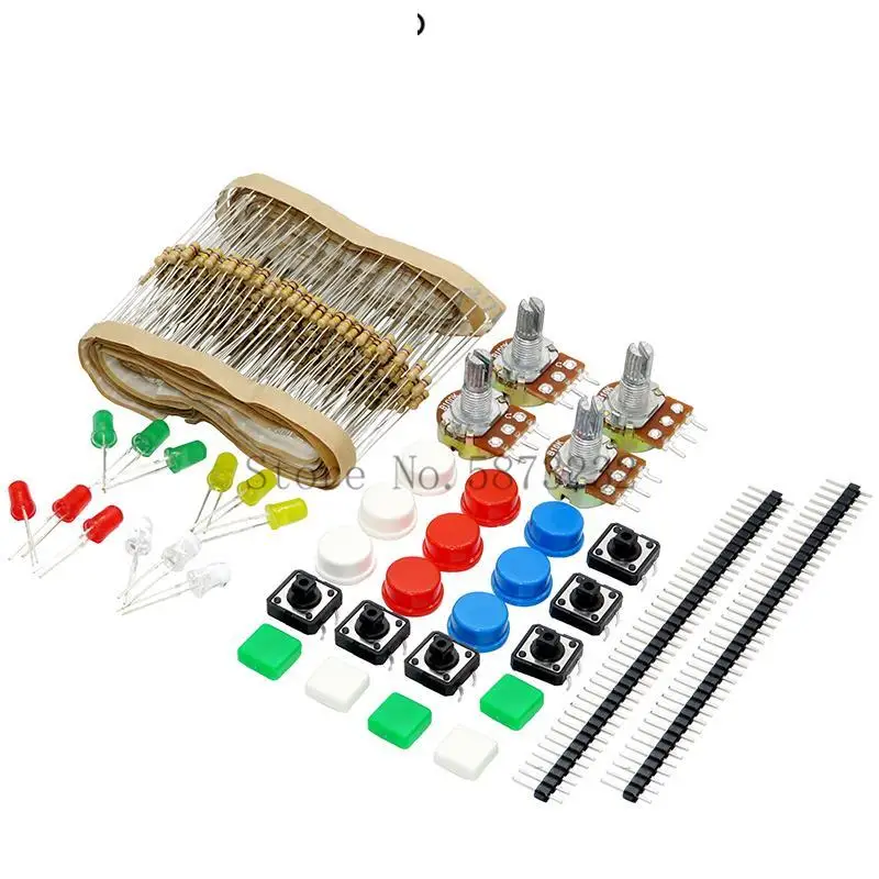 Pratico Kit Di Resistori Portatili Per Arduino Starter Kit Uno R3 Led Potenziometro Tact Switch Pin Header