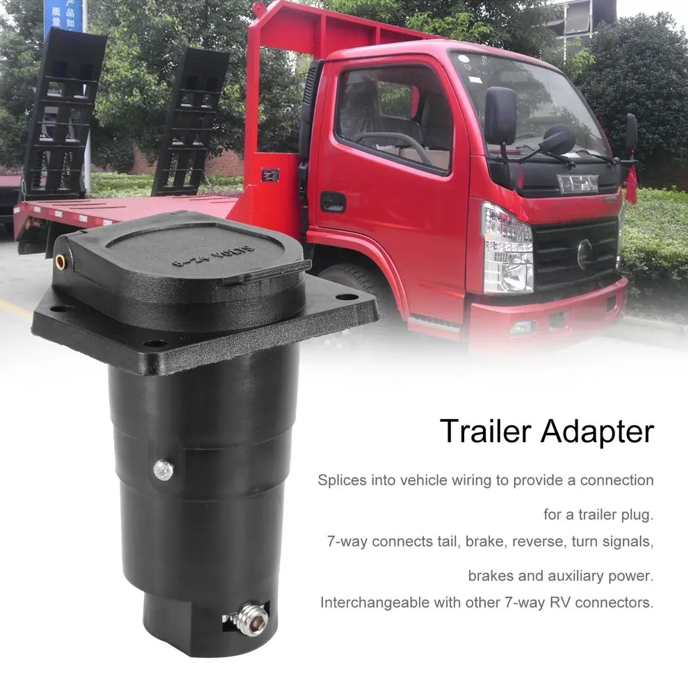 

7 Pins Plug Trailer Adapter Connects Trailer Transfers Converter Connector