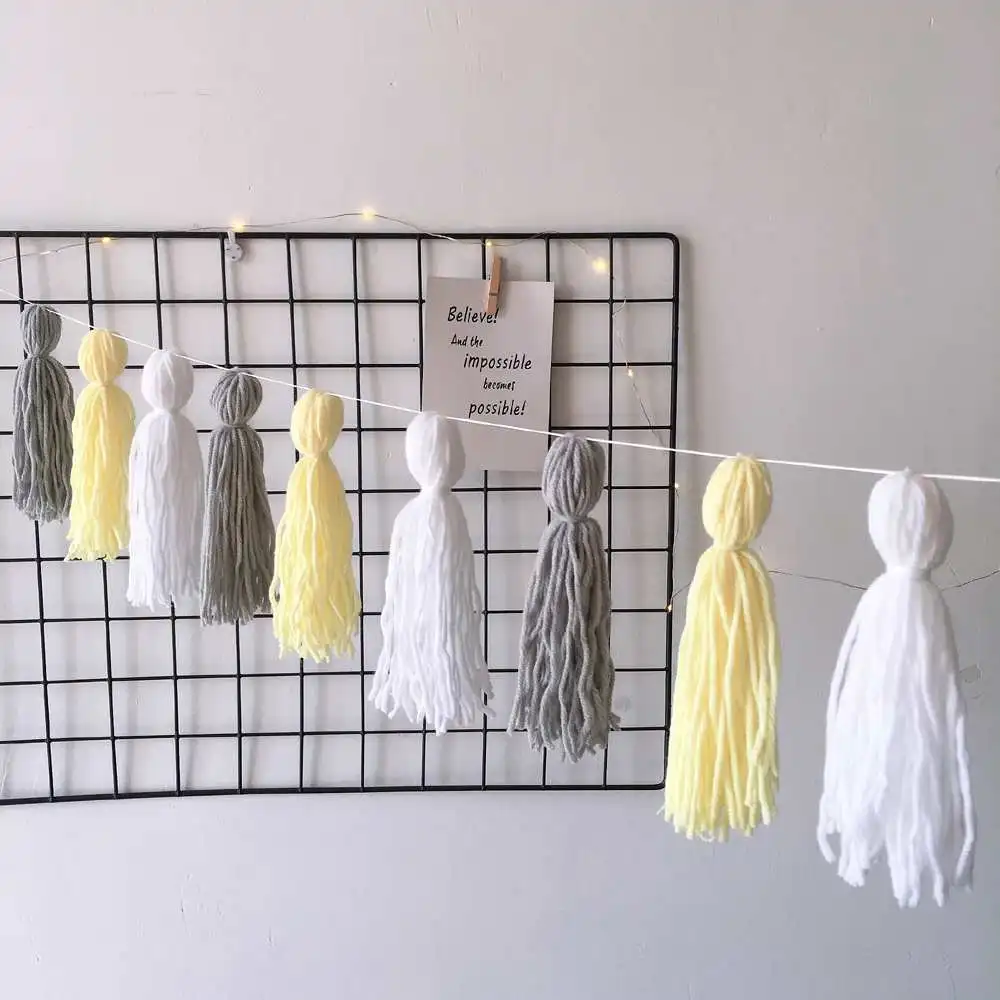 

Ins Decoration Nordic Style Lahua Home Soft-fitting Children's Room Decoration Makaron Handmade Wool tassel Hanging Wind Up Toys