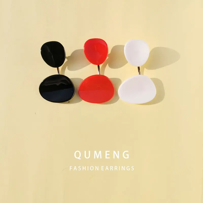 Женские массивные серьги QUMENG красные черные белые неправильной геометрической