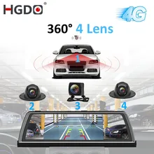 HGDO H100 4 объектива ADAS Автомобильный видеорегистратор камера видео рекордер зеркало 4G 1" Медиа зеркало заднего вида 4 ядра Android видеорегистратор FHD 1080P gps
