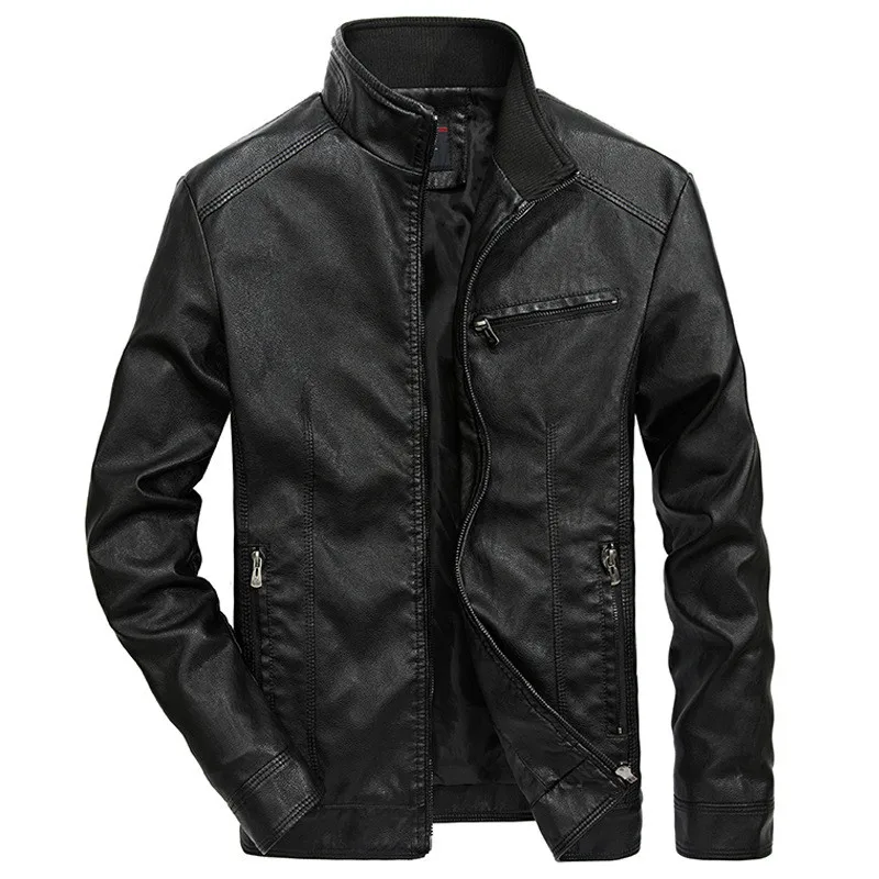 KIMSERE мужская повседневная кожаная байкерская куртка модная верхняя одежда для мотоциклистов из искусственной кожи для мужчин куртка Одежда Плюс Размер M-5XL - Цвет: Черный