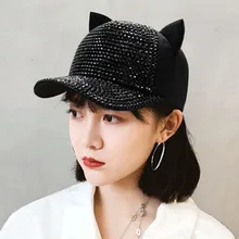 Милая бейсбольная кепка с кошачьими ушками Женская Весенняя и осенняя Кепка с утиным язычком Женская Корейская версия Студенческая сетчатая красная