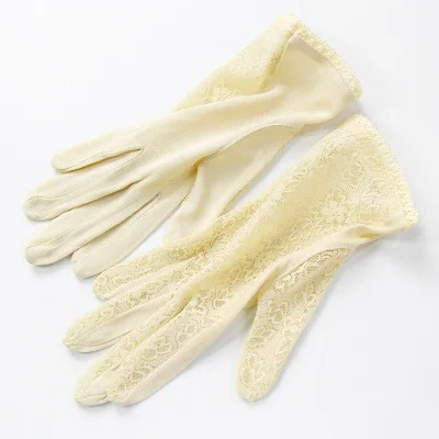 Elegant ladies high quality 100 silk knit gloves summer anti-UV thin section breathable sleep moisturizing gloves A60 12