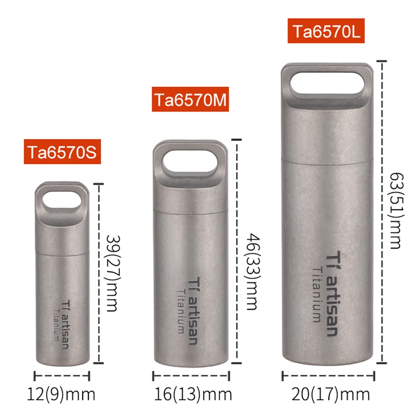 Titanium Mini Sealed Waterproof Storage Pill Box Perfume Case Pendants EDC Tools
