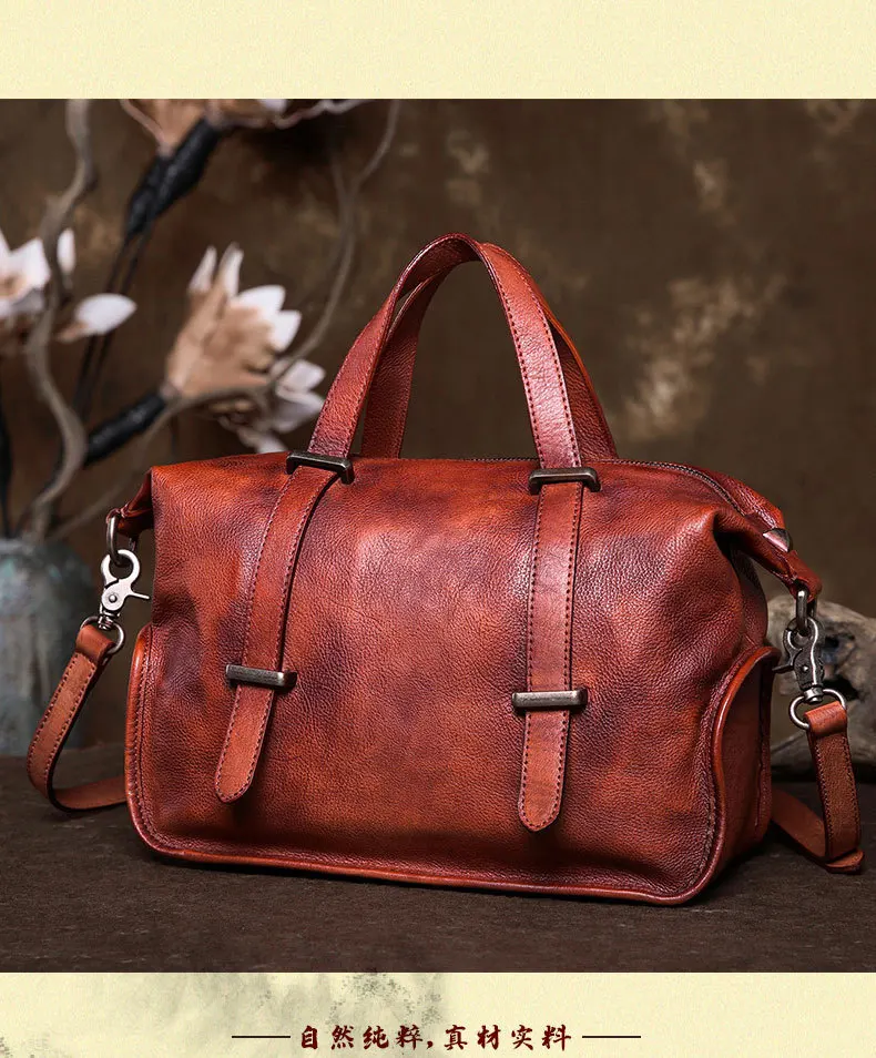 Ladies Genuine Leather Shoulder Bag Large Capacity Vintage Women's Handbags Luxury Hobos Design Women Business Trip Big Tote Bag